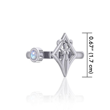 Small Silver Goddess Ring with Gemstone TRI1801 - Jewelry